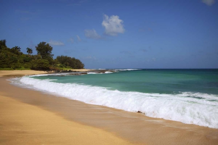 Picture of USA, HAWAII, KAUAI WAVE BREAKS ON DESERTED BEACH