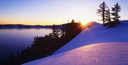 Picture of USA, OREGON, CRATER LAKE SUNSET ON WINTER SCENIC