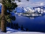 Picture of OR, CRATER LAKE NP VIEW OF SNOWY LAKE AND ISLAND