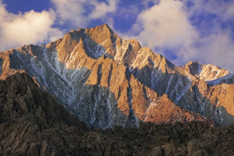 Picture of CA, SUNRISE ON MT WHITNEY VIEW FROM ALABAMA HILLS