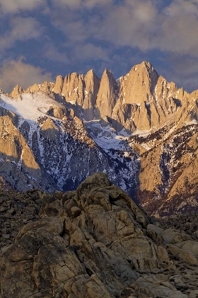 Picture of CA, SUNRISE ON MT WHITNEY VIEW FROM ALABAMA HILLS