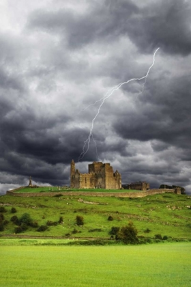 Picture of IRELAND, TIPPERARY LIGHTNING OVER ROCK OF CASHEL