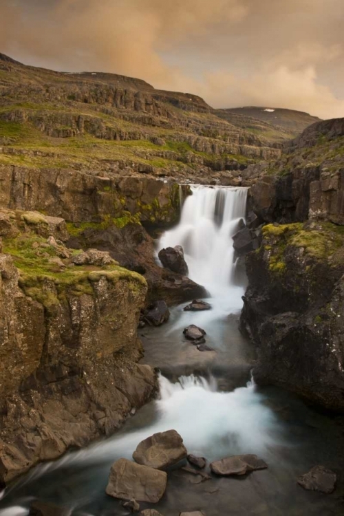 Picture of ICELAND WATERFALL IN BERUFJORDUR FJORD