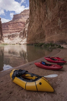 Picture of AZ, GRAND CANYON, KAYAKS LIE ON THE BEACH