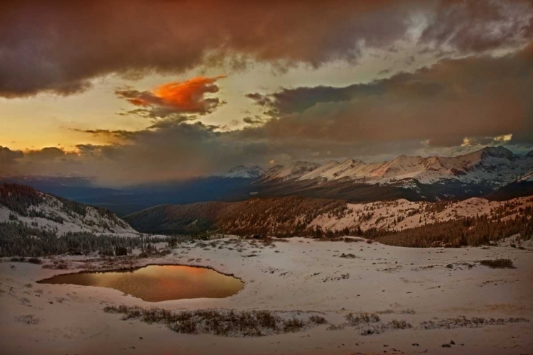 Picture of CO, COTTONWOOD PASS SUNSET ON ALPINE TARN