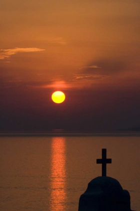 Picture of GREECE, MYKONOS GREEK ORTHODOX CHURCH, SUNSET