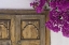 Picture of GREECE, HORA WOODEN DOORWAY AND BOUGAINVILLEA