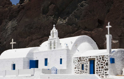 Picture of GREECE, SANTORINI WHITE GREEK ORTHODOX CHURCH