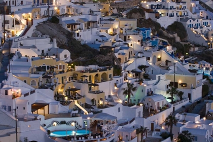 Picture of GREECE, FIROSTEFANI CLIFFSIDE VILLAS AT NIGHT