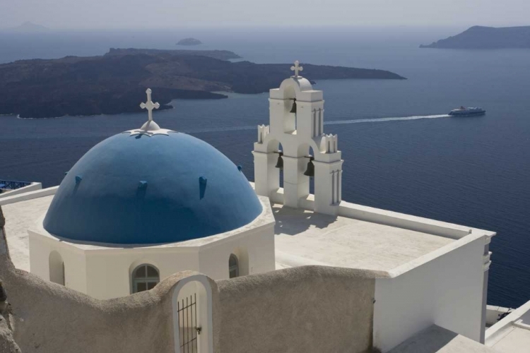 Picture of GREECE, SANTORINI CHURCH OVERLOOKS THE AEGEAN