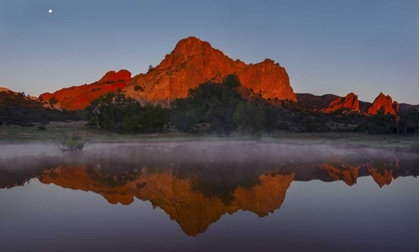 Picture of CO, COLORADO SPRINGS CLIFF REFLECTED IN POND