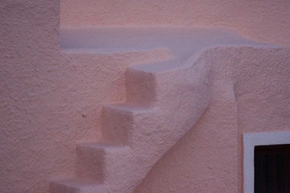 Picture of GREECE, THIRA, OIA PINK STUCCO WALL AND STAIRS