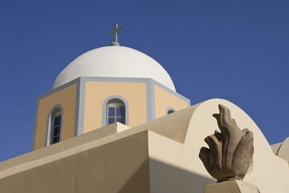 Picture of GREECE, SANTORINI CHURCH DOME AGAINST BLUE SKY