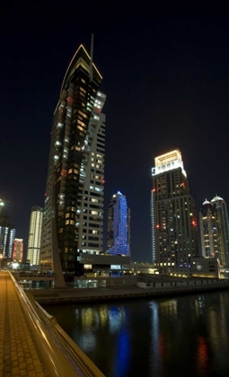 Picture of UAE, DUBAI, MARINA DOWNTOWN BUILDINGS AT NIGHT