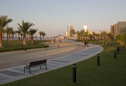 Picture of UAE, ABU DHABI WALKWAY BY BEACH AND WATERFRONT