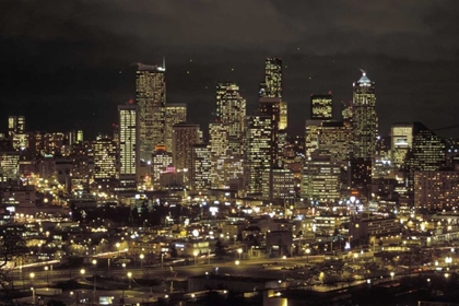 Picture of WASHINGTON, SEATTLE NIGHT SKYLINE OF DOWNTOWN
