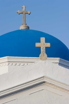 Picture of GREECE, MYKONOS BLUE GREEK ORTHODOX CHURCH DOME