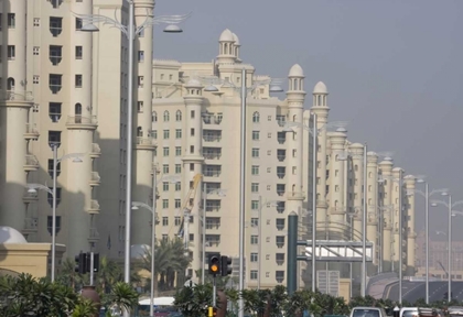 Picture of UAE, DUBAI APARTMENT BUILDINGS NEXT TO MAIN ROAD