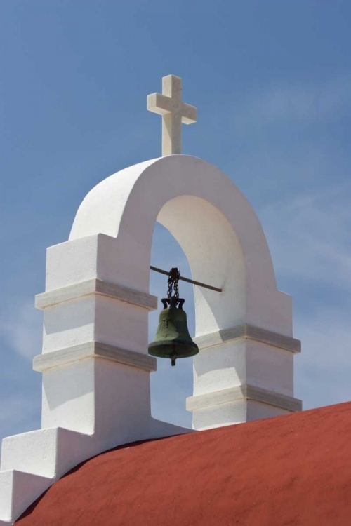 Picture of GREECE, MYKONOS, HORA WHITE BELL TOWER OF CHURCH