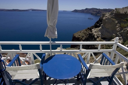 Picture of GREECE, SANTORINI BALCONY OVERLOOKING AEGEAN SEA