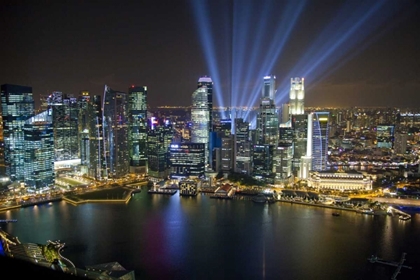 Picture of SINGAPORE DOWNTOWN OVERVIEW AT NIGHT