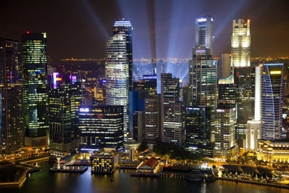 Picture of SINGAPORE DOWNTOWN OVERVIEW AT NIGHT