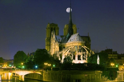 Picture of FRANCE, PARIS FULL MOON OVER NOTRE DAME