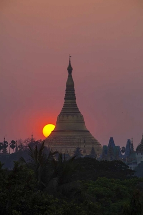 Picture of MYANMAR, YANGON SHWEDAGON TEMPLE AT SUNSET