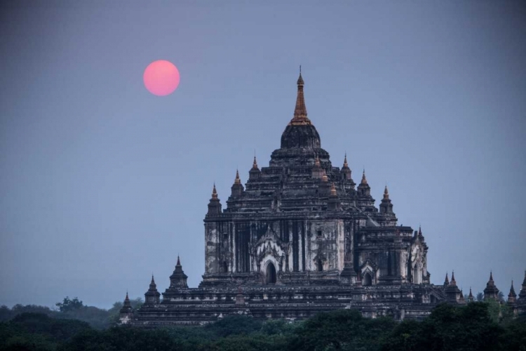 Picture of MYANMAR, BAGAN SUNSET ON THATBYINNYU TEMPLE