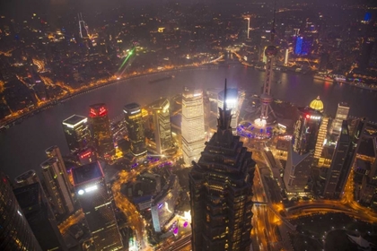 Picture of CHINA, SHANGHAI DOWNTOWN BUILDINGS AT NIGHT