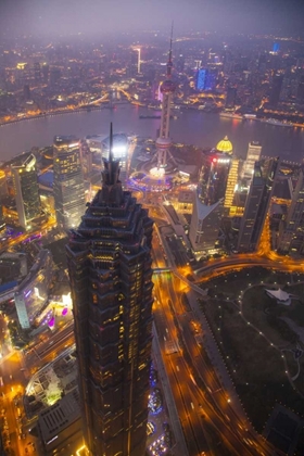 Picture of CHINA, SHANGHAI DOWNTOWN BUILDINGS AT NIGHT