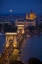 Picture of HUNGARY, BUDAPEST CHAIN BRIDGE LIT AT NIGHT