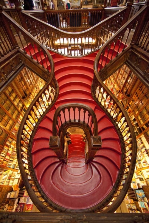 Picture of PORTUGAL, PORTO STAIRWAY IN LELLO BOOK STORE