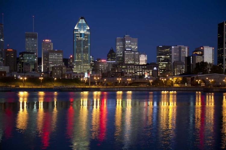 Picture of CANADA, MONTREAL NIGHT OVER DOWNTOWN AND RIVER