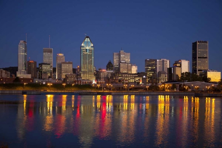 Picture of CANADA, MONTREAL NIGHT OVER DOWNTOWN AND RIVER