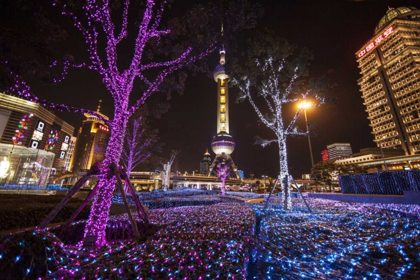 Picture of CHINA, SHANGHAI ARTISTIC LIGHT DISPLAY AT NIGHT