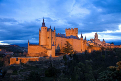 Picture of EUROPE, SPAIN, SEGOVIA ALCAZAR CASTLE AT SUNSET