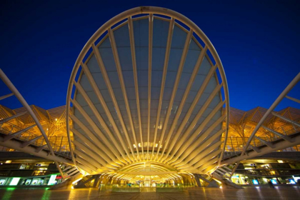 Picture of PORTUGAL, LISBON ORIENTE TRAIN STATION AT NIGHT