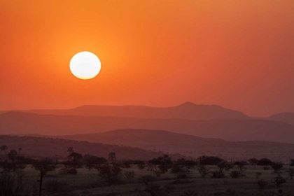 Picture of NAMIBIA, DAMARALAND ORANGE SUNSET OVER MOUNTAINS