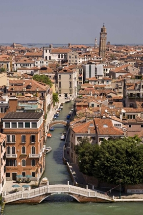 Picture of ITALY, VENICE AERIAL LOOKING DOWN A VENICE CANAL