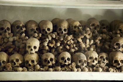 Picture of PERU, LIMA SKULLS AND BONES IN THE CRYPT