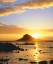 Picture of HAWAII, MAUI SUNRISE OVER THREE PALM TREE ISLAND