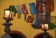 Picture of MEXICO LANTERN WITH STRING OF FLAGS ON THEM