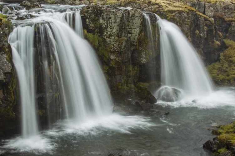 Picture of ICELAND, SNAEFELLSNES WATERFALL FLOW FROM CLIFF