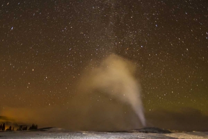 Picture of WYOMING, YELLOWSTONE OLD FAITHFUL GEYSER, NIGHT