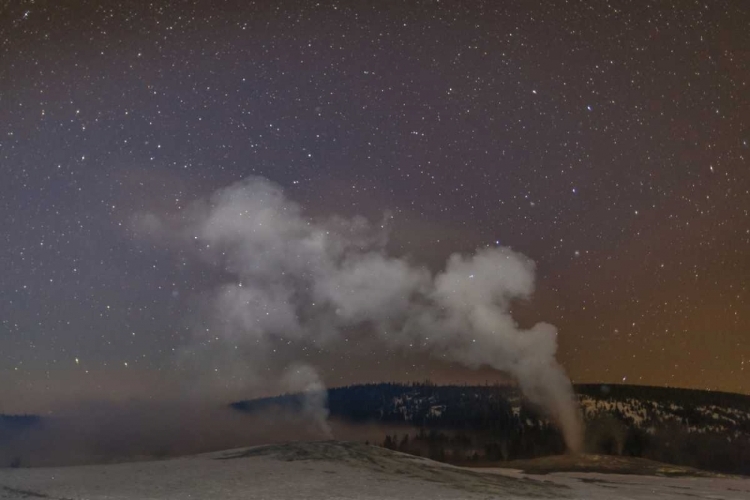 Picture of WYOMING, YELLOWSTONE OLD FAITHFUL GEYSER, NIGHT