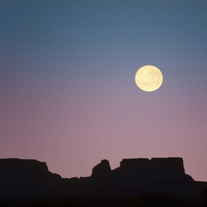 Picture of USA, ARIZONA MOONRISE OVER BUTTE