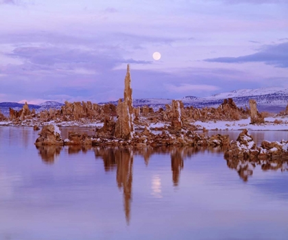 Picture of CA, SIERRA NEVADA FULL MOON OVER TUFA FORMATIONS
