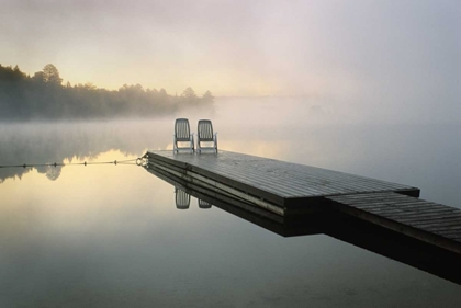 Picture of CANADA, ONTARIO, ALGONQUIN PP, CHAIRS ON DOCK