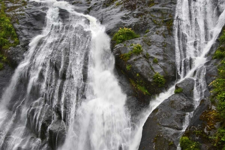 Picture of AK, INSIDE PASSAGE WATERFALLS RUSH DOWN ROCK